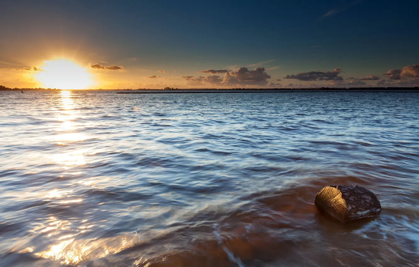 Photo wallpaper sea, landscape, sunset