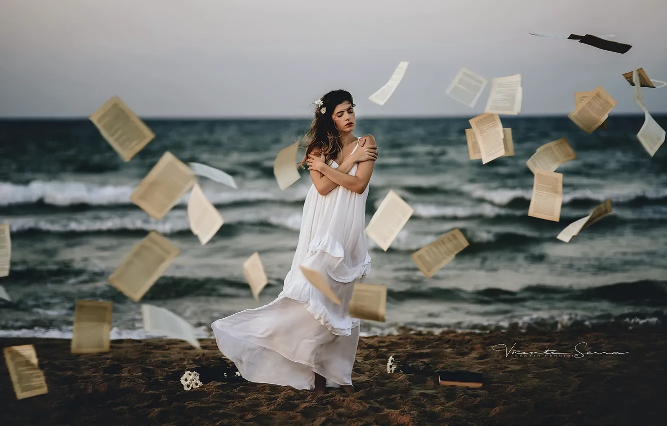 Photo wallpaper sea, girl, page, Ana Valenciano