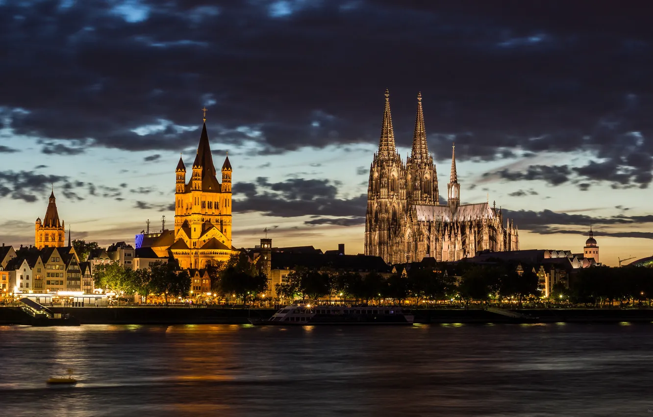 Photo wallpaper the evening, Germany, Cologne Cathedral, Germany, Cologne