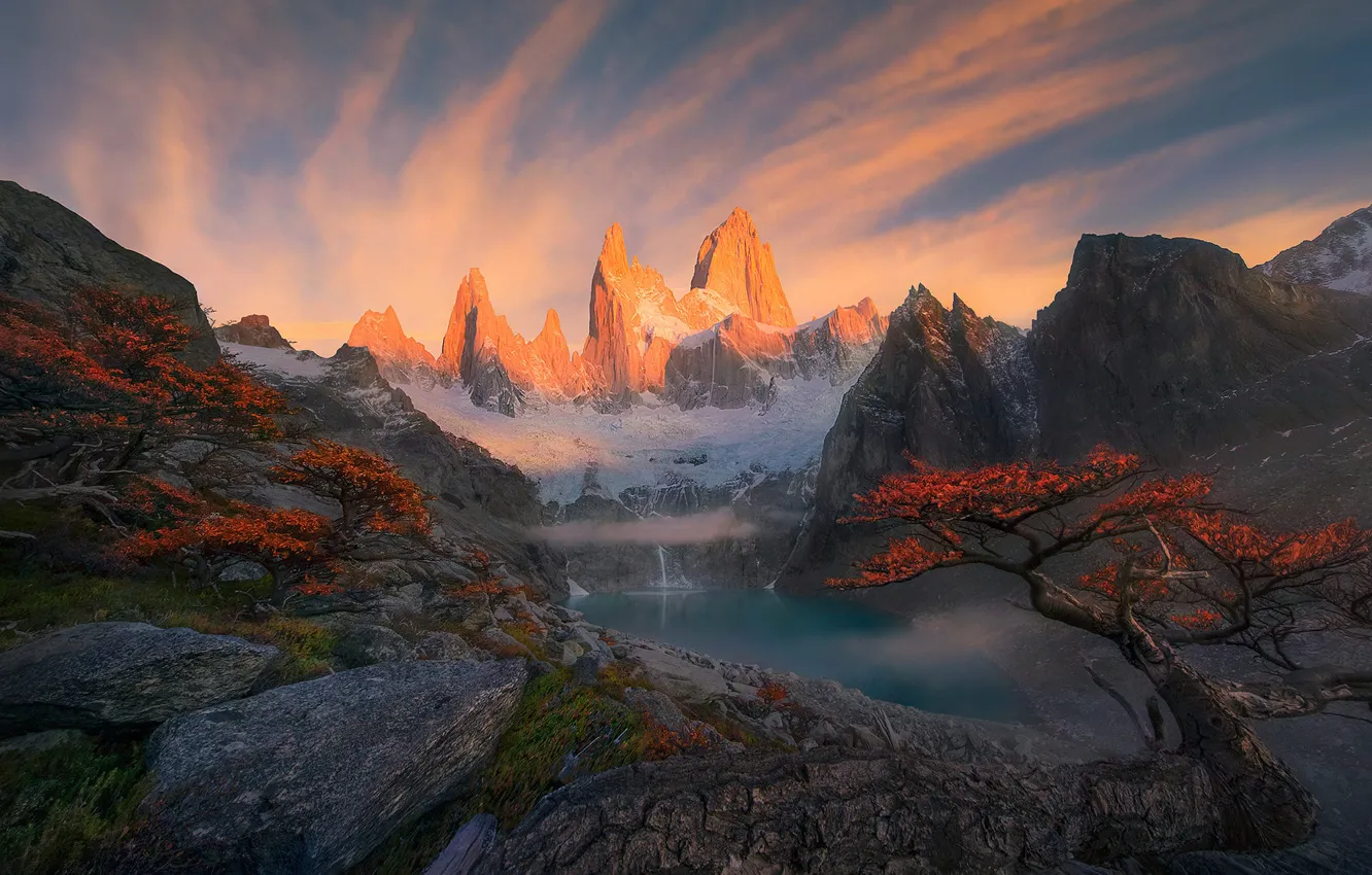 Photo wallpaper autumn, mountains, Andes, Patagonia