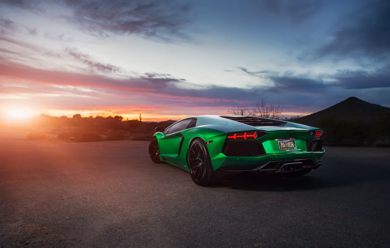 Photo wallpaper green, supercar, Lamborghini Aventador