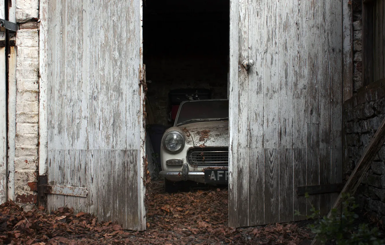 Photo wallpaper machine, garage, the door