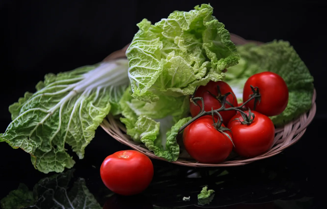 Photo wallpaper vegetables, tomatoes, salad