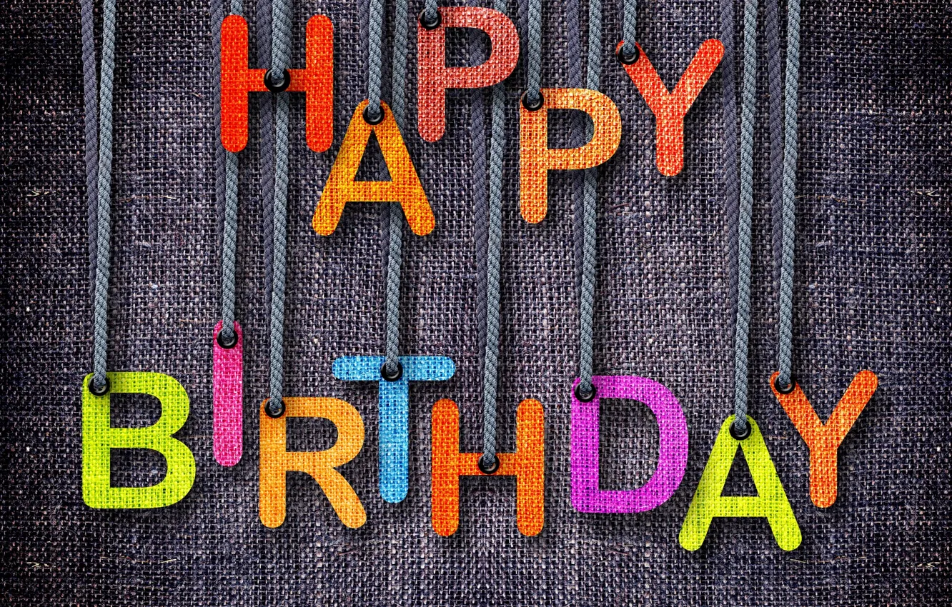 Photo wallpaper text, canvas, letters, birthday, holiday, fabric