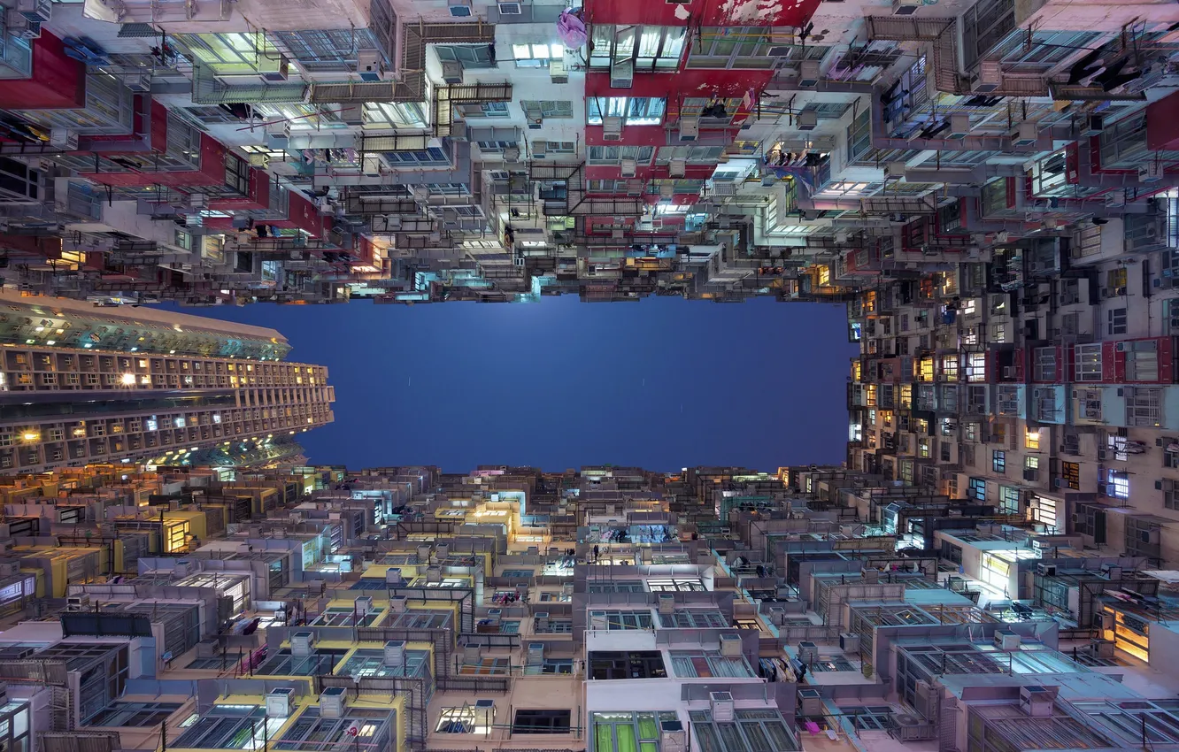 Photo wallpaper the sky, night, home, Hong Kong, China, balcony