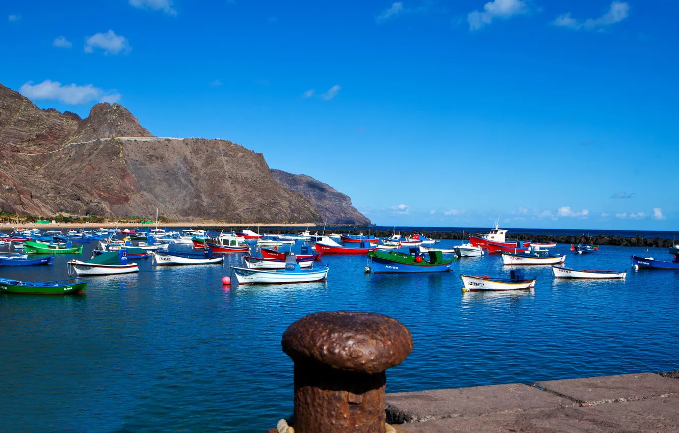 Photo wallpaper photo, boats, Spain, Santa Cruz de Tenerife, Canary Islands