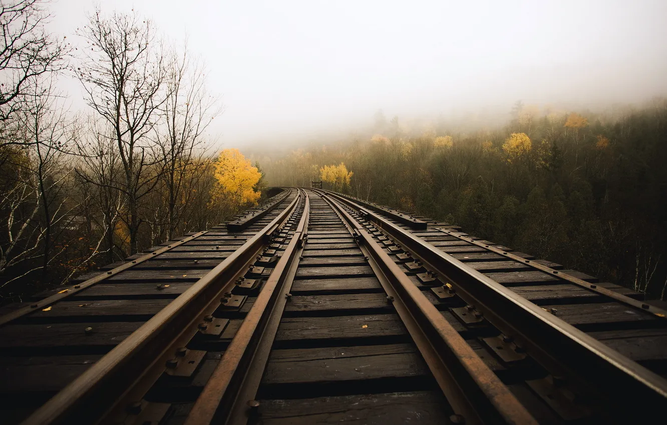 Photo wallpaper landscape, background, railroad