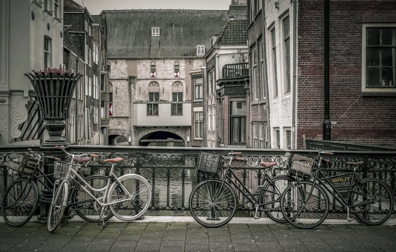 Photo wallpaper Holland, Dordrecht, Bicycles