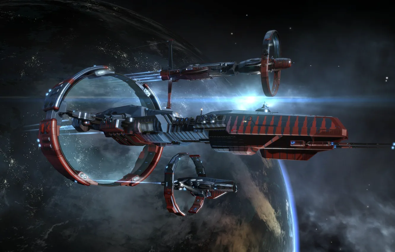 Photo wallpaper space, nebula, planet, space, spaceship, eve online, space ship, coooper