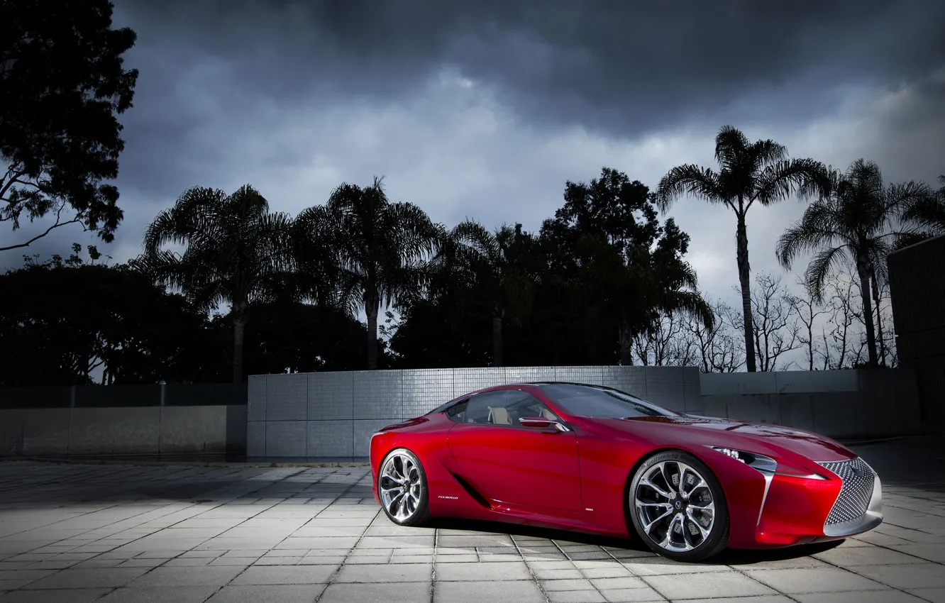 Photo wallpaper light, palm trees, the evening, lexus