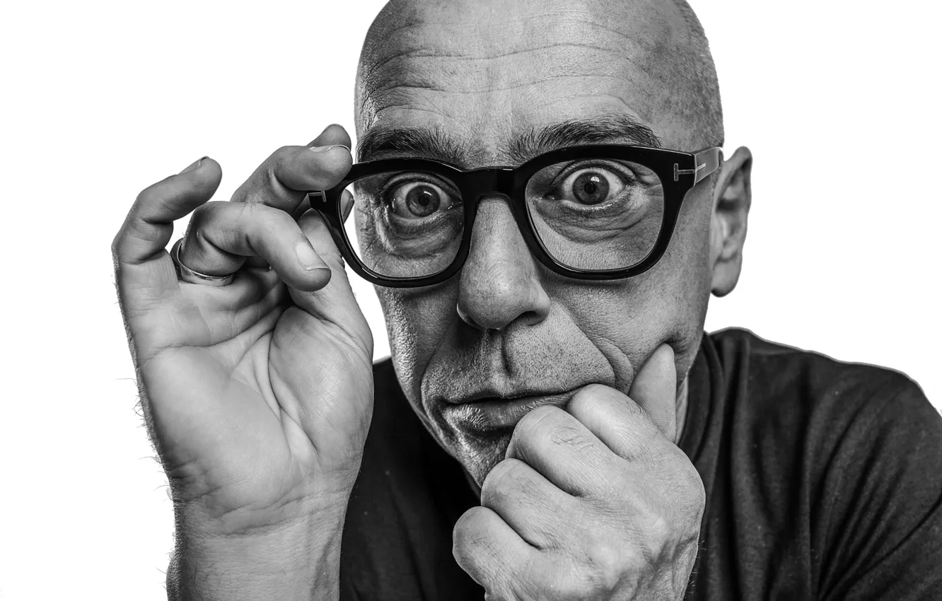 Photo wallpaper face, hands, glasses, Bernard