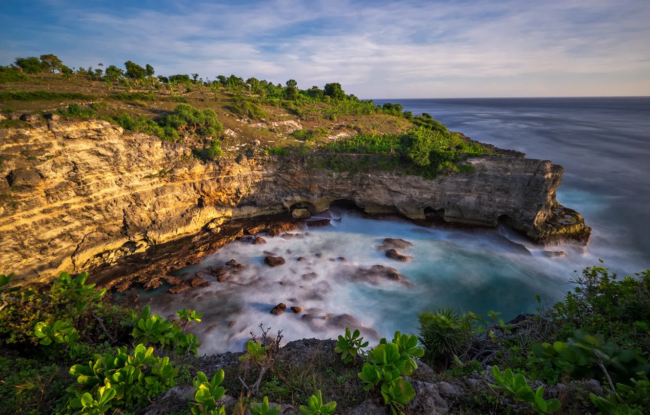 Photo wallpaper sea, rocks, Bay