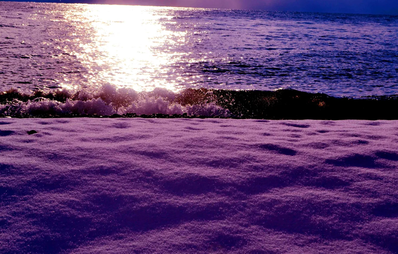 Photo wallpaper sea, the sky, snow