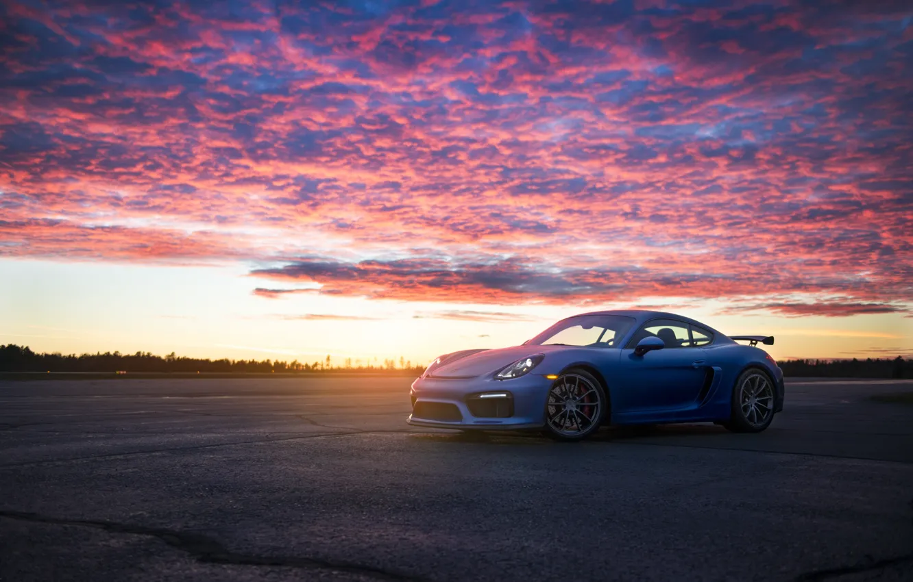 Photo wallpaper Porsche, Cayman, Blue, GT4