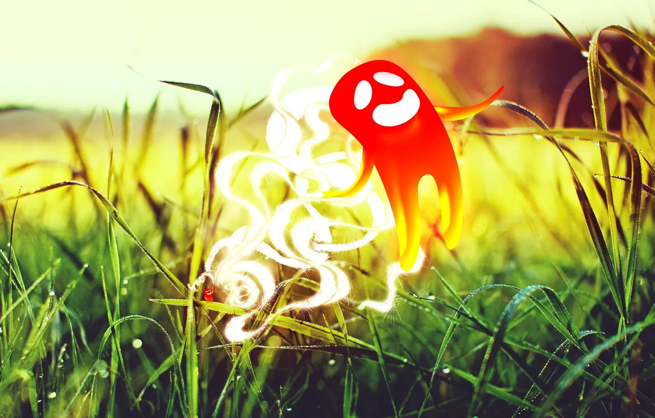 Photo wallpaper grass, leaves, treatment