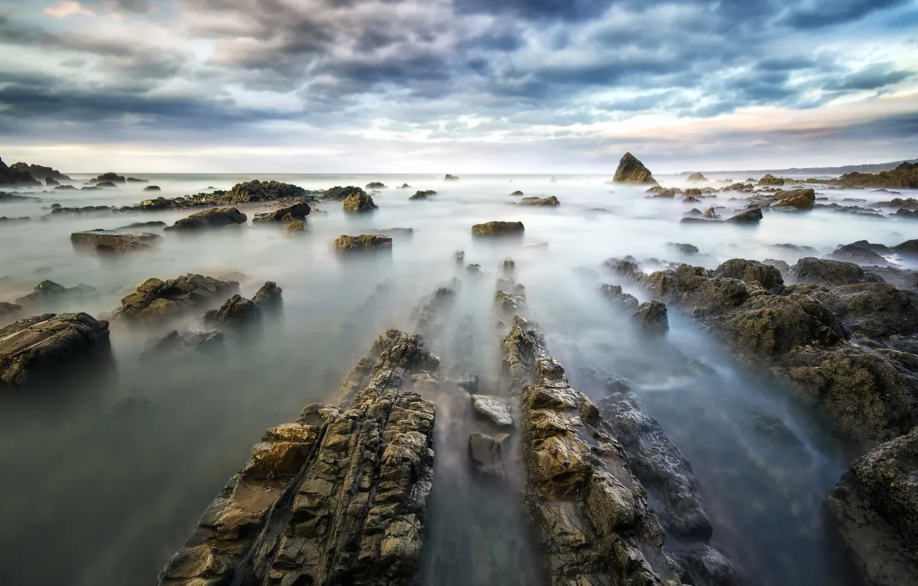 Photo wallpaper sea, landscape, rocks