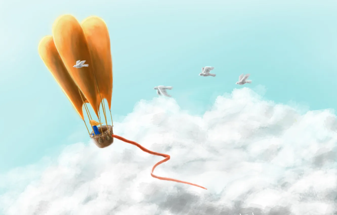 Photo wallpaper the sky, bird, balls, journey, were