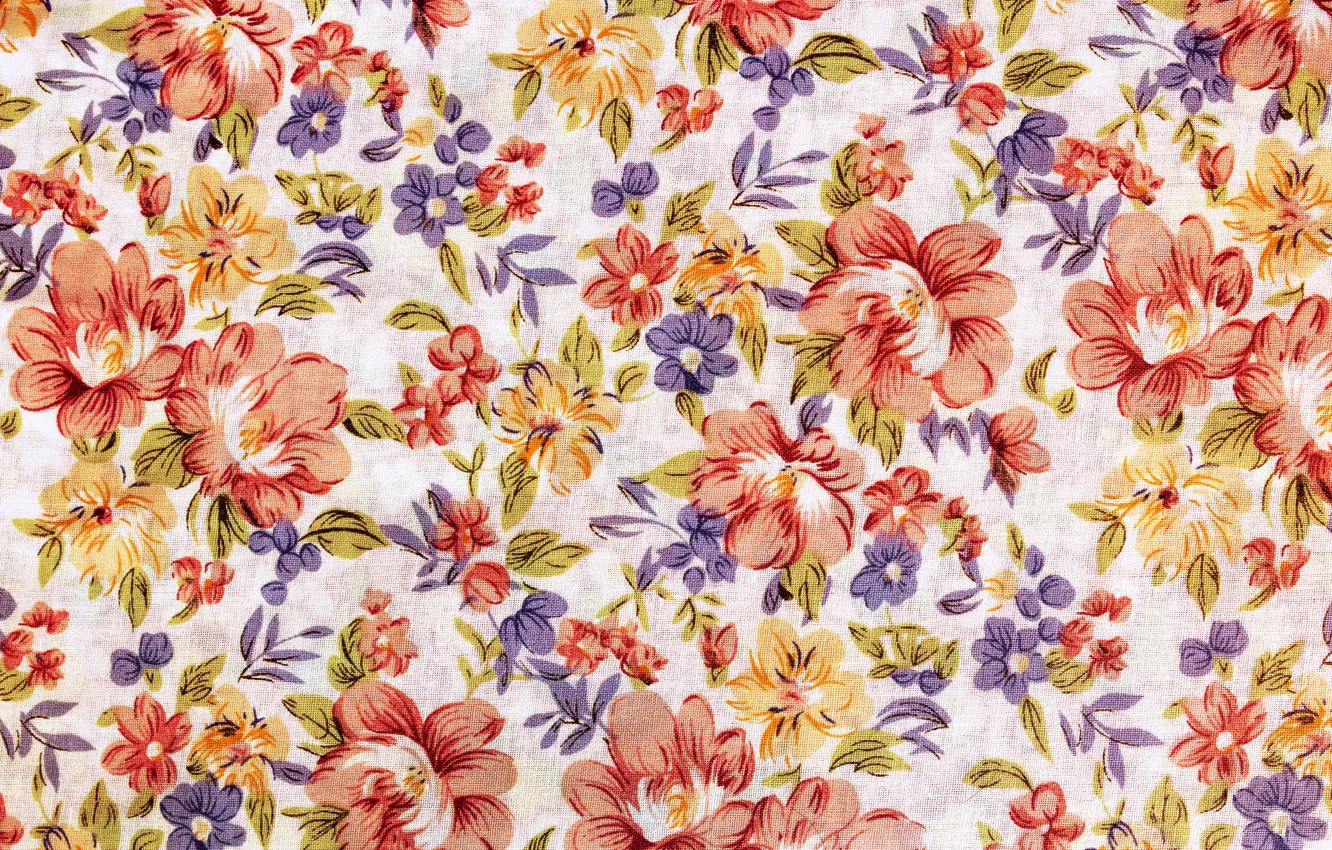 Photo wallpaper flowers, pattern, colorful, fabric, ornament, texture, pattern, fabric