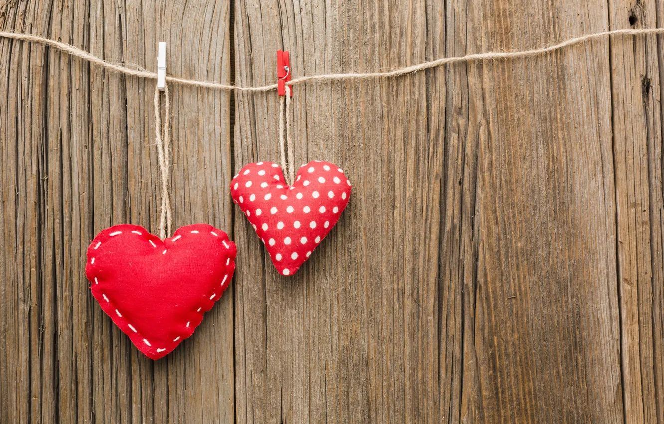 Photo wallpaper love, red, heart, Board, hearts, thread, Valentine's day, different