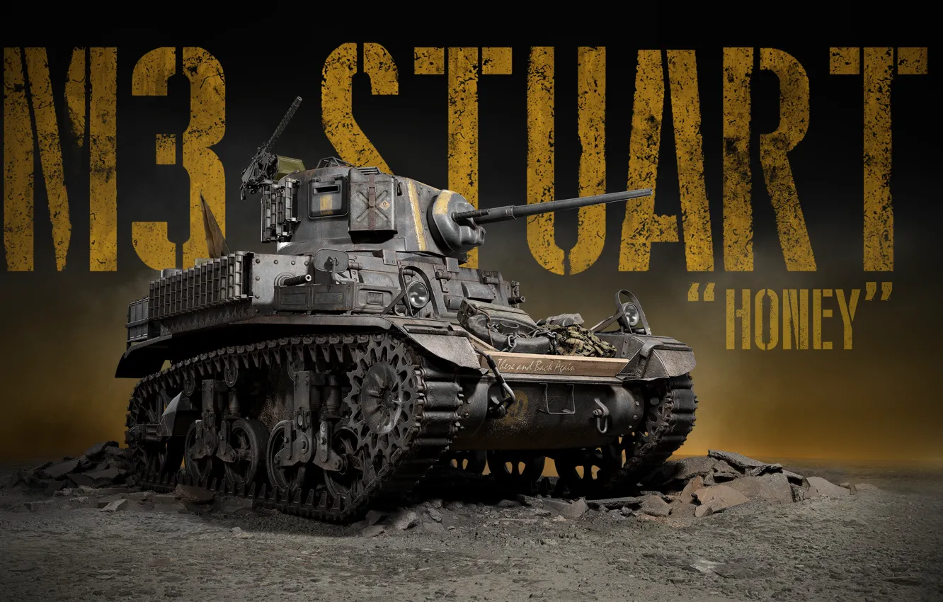 Photo wallpaper tank, USA, average, 3D Graphics, M3 Stuart Honey