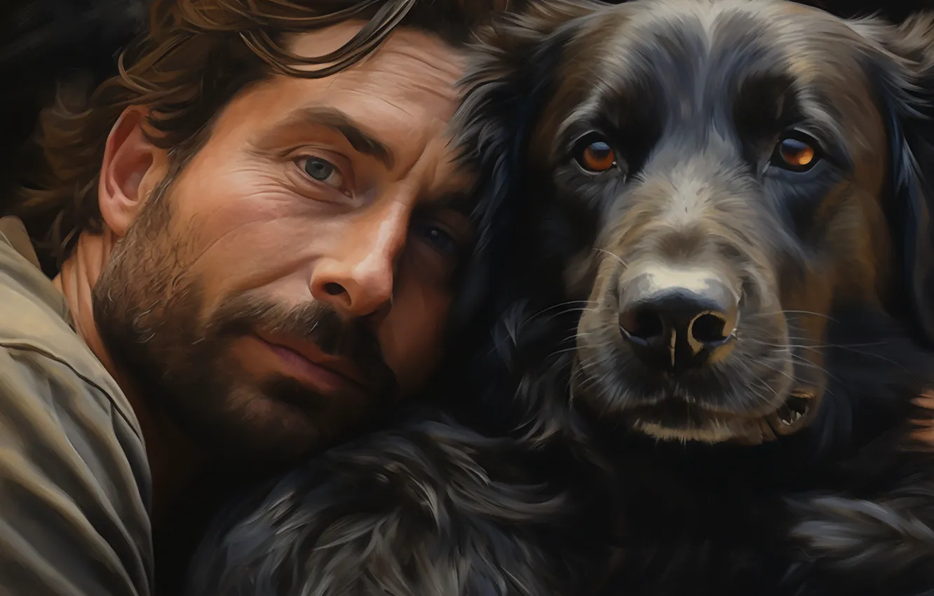 Photo wallpaper each, dog, male, two, digital art, AI art, The Art of Artificial Intelligence, neural network