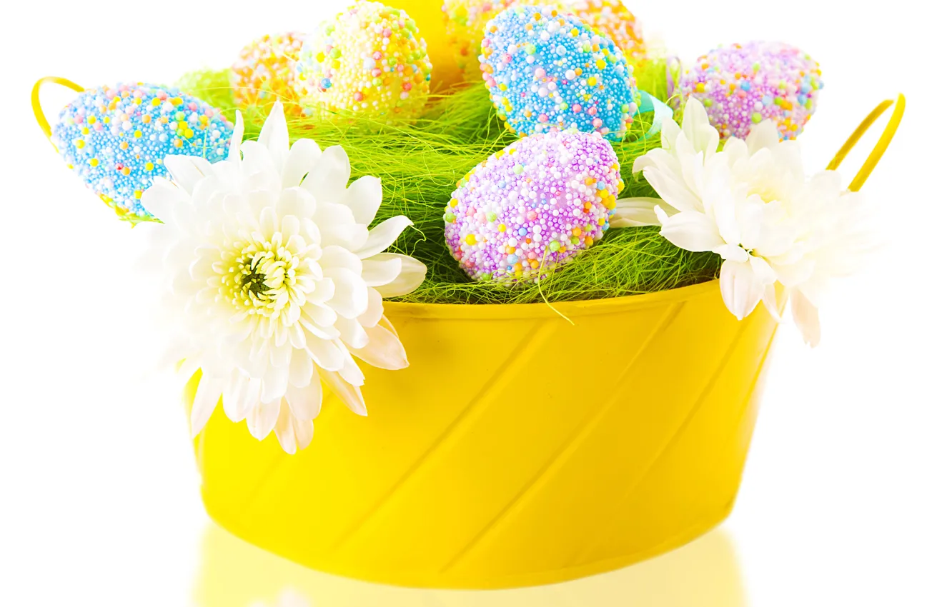 Photo wallpaper flowers, eggs, Easter, Easter