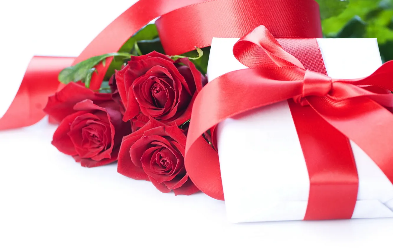 Photo wallpaper love, flowers, red, holiday, box, gift, feelings, roses