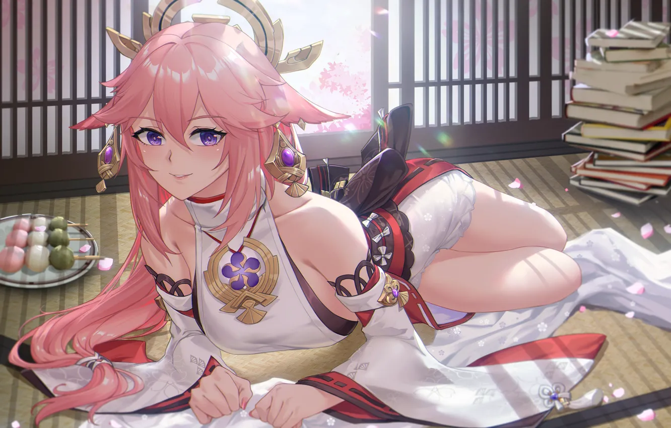 Photo wallpaper sexy girls, dampak genshin, yae miko genshin impact