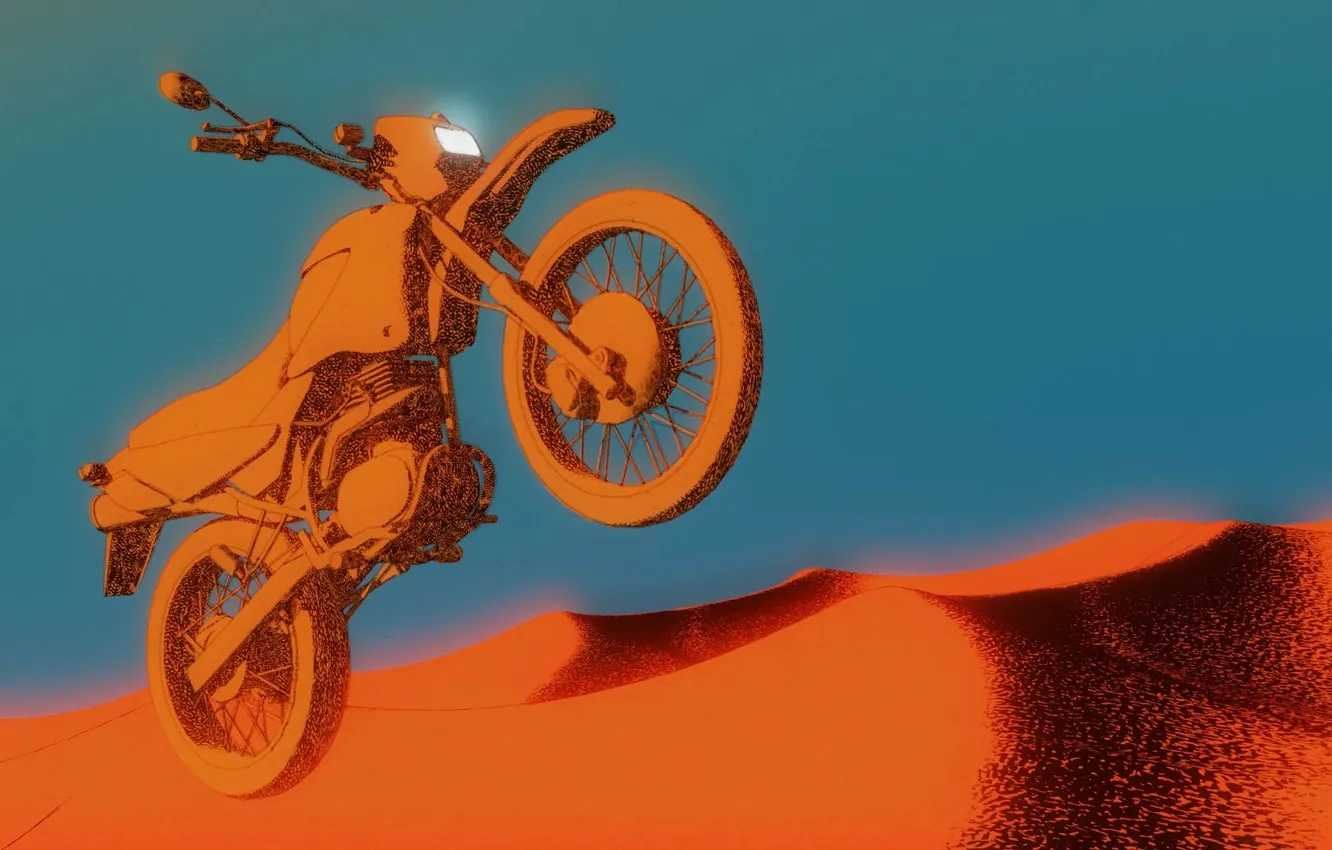 Photo wallpaper sand, art, ENDURO, pit bike