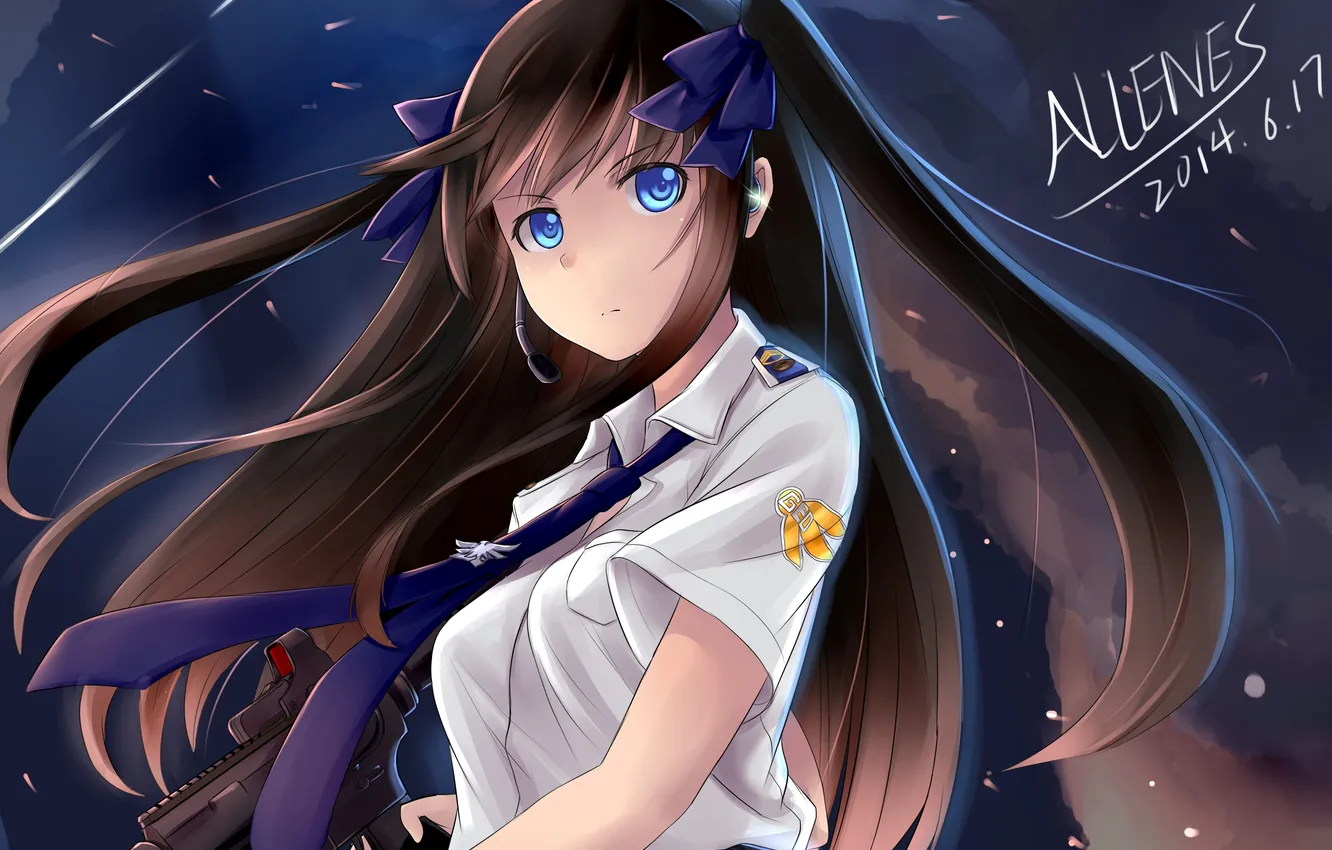 Photo wallpaper girl, weapons, shot, microphone, art, allenes