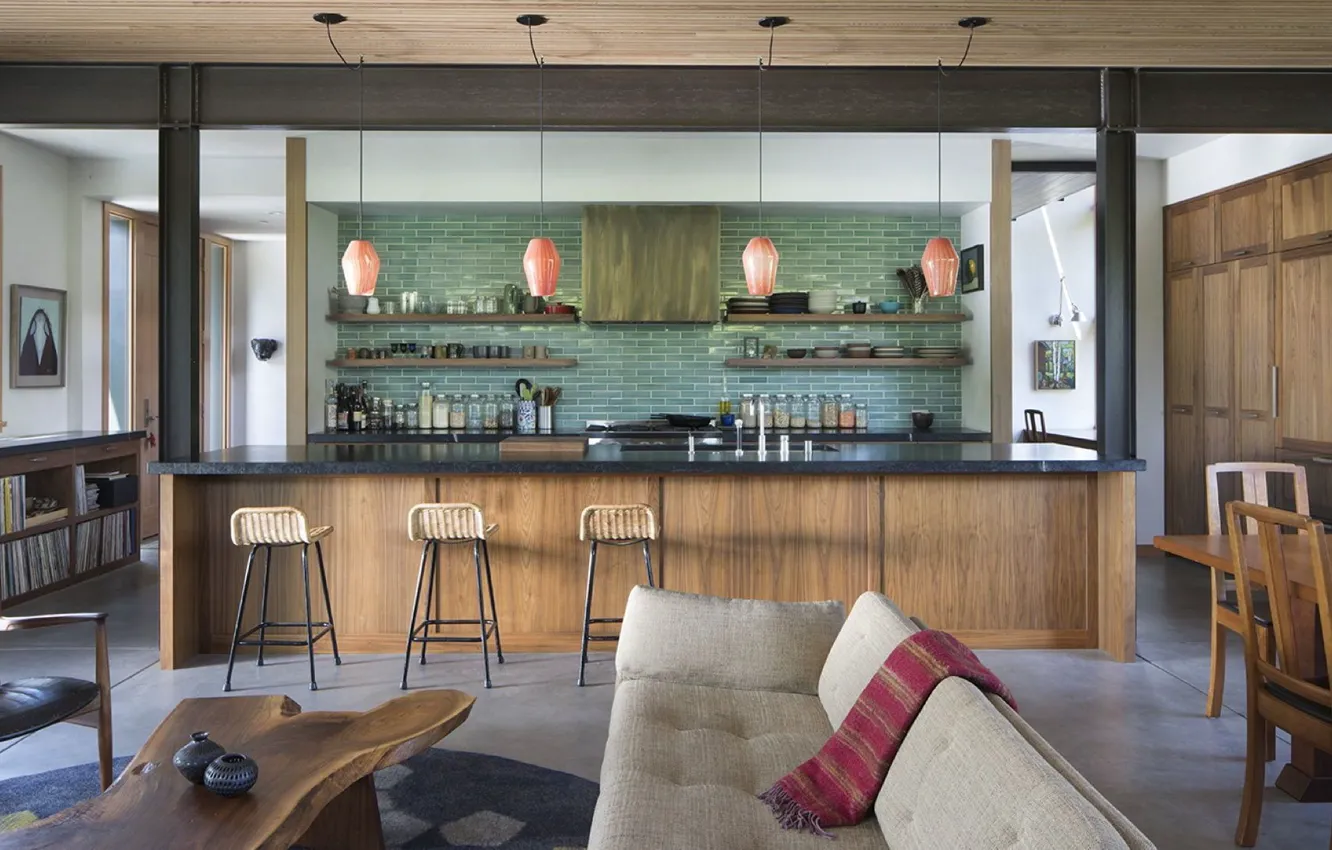 Photo wallpaper interior, kitchen, living room, dining room, by Feldman Architecture, Cozy Home