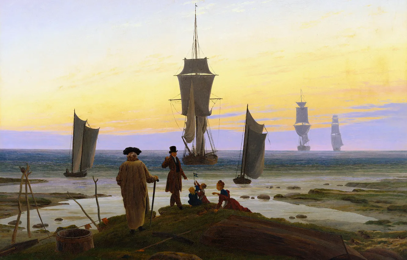 Photo wallpaper ship, picture, sail, allegory, Caspar David Friedrich, The Stages Of Life