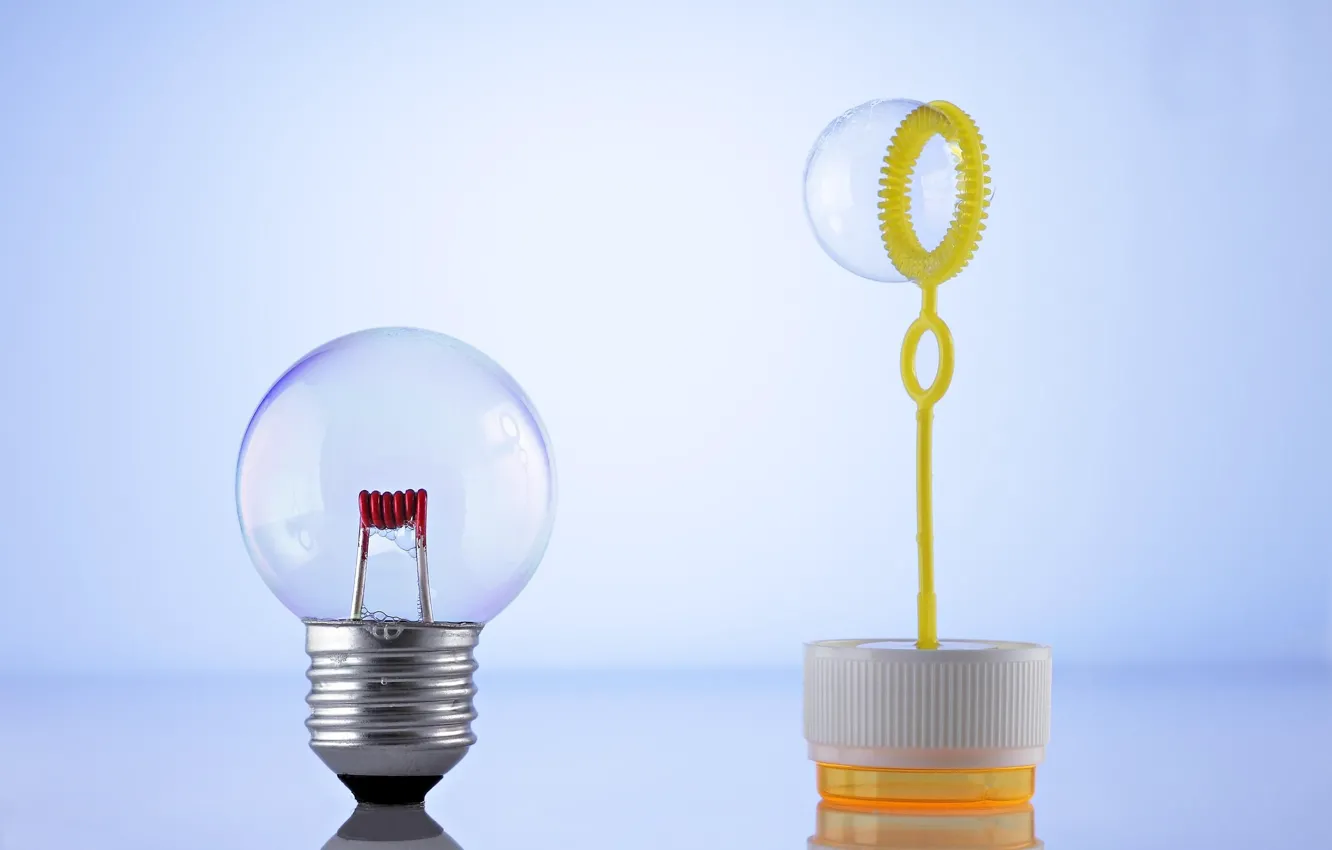 Photo wallpaper light bulb, bubble, base