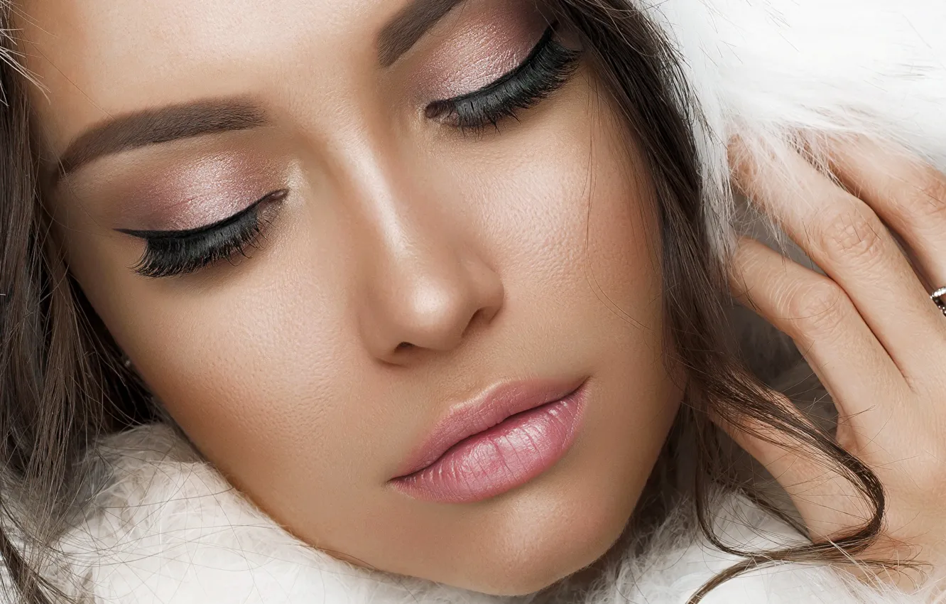 Photo wallpaper girl, face, arrows, makeup, ring, beauty, Nadezda Korobkova