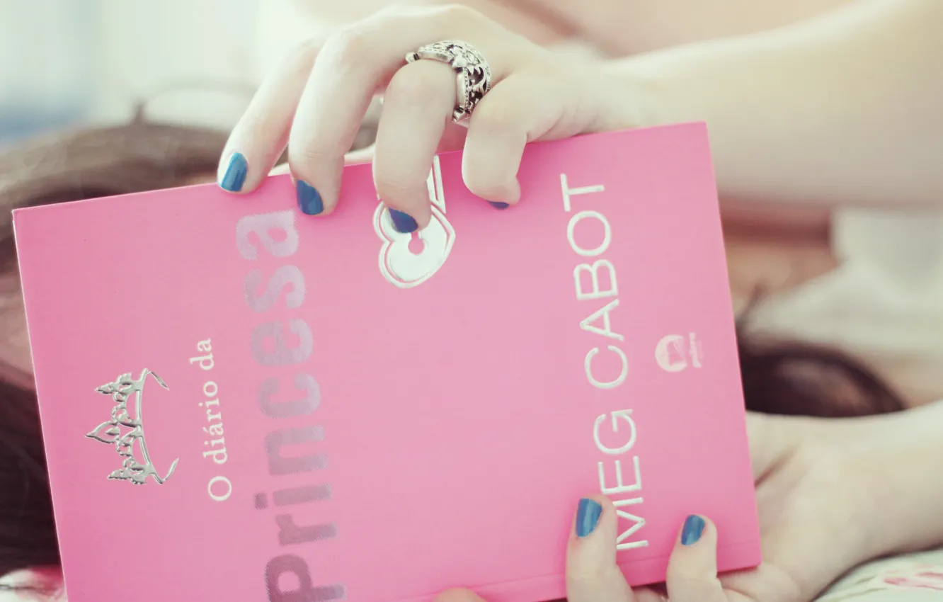 Photo wallpaper girl, background, pink, Wallpaper, mood, crown, ring, book