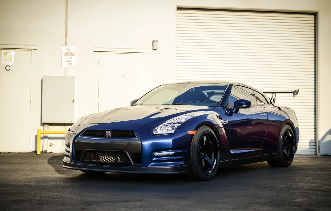 Photo wallpaper nissan, blue, gtr, r35