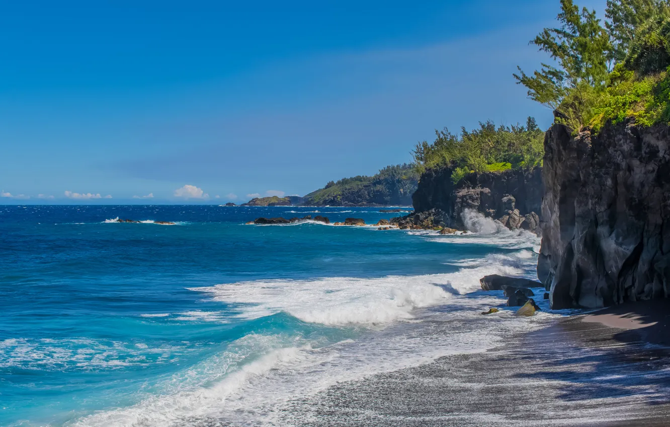 Photo wallpaper sea, nature, rocks, The Indian ocean, reunion island