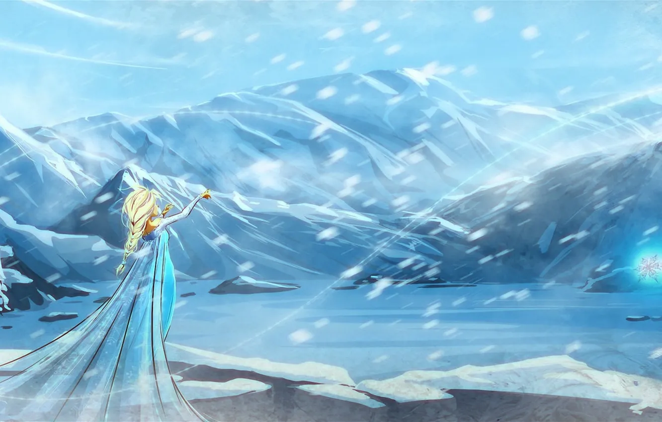 Photo wallpaper girl, snow, cartoon, art, Frozen, Blizzard, Cold Heart