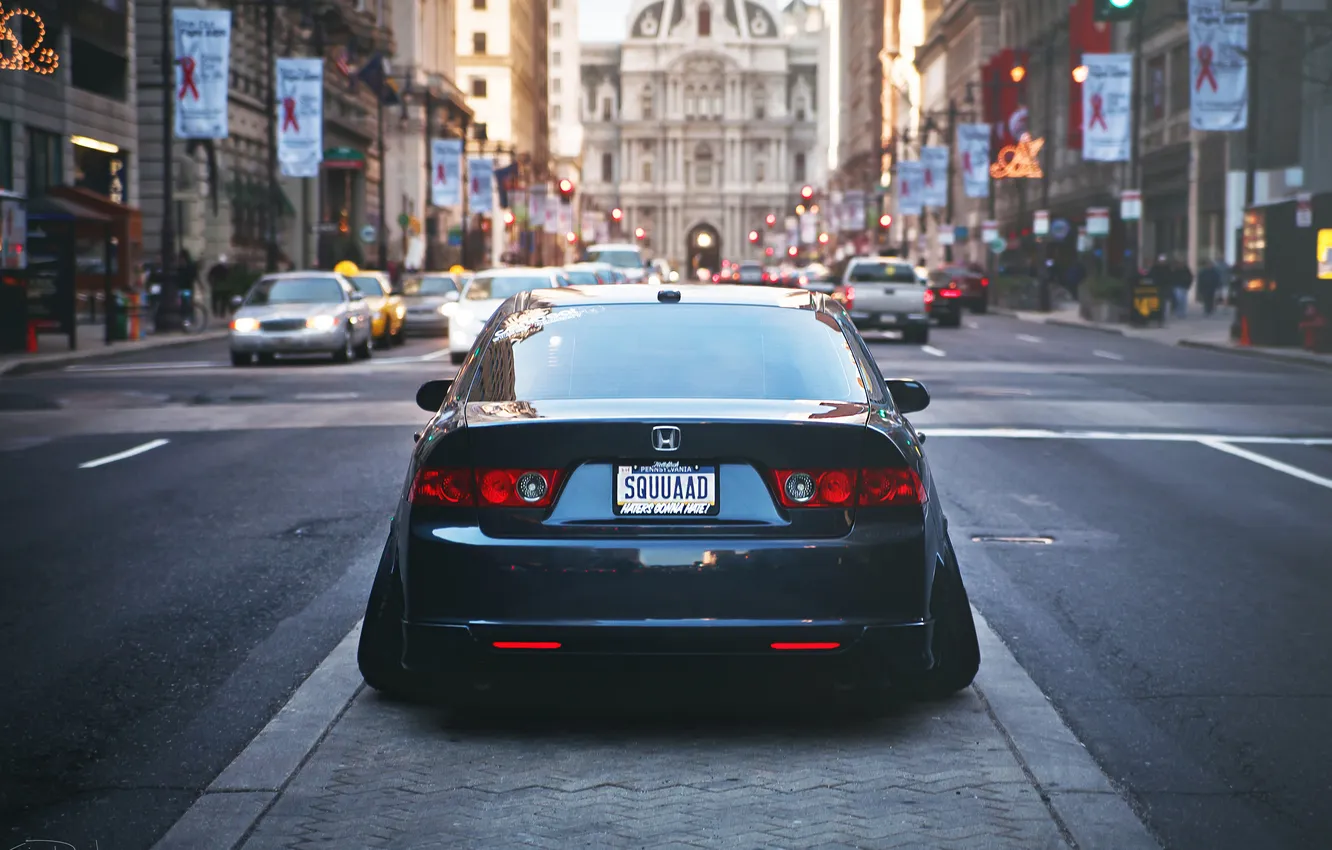 Photo wallpaper the city, back, Honda, Accord, stance, Acura TSX