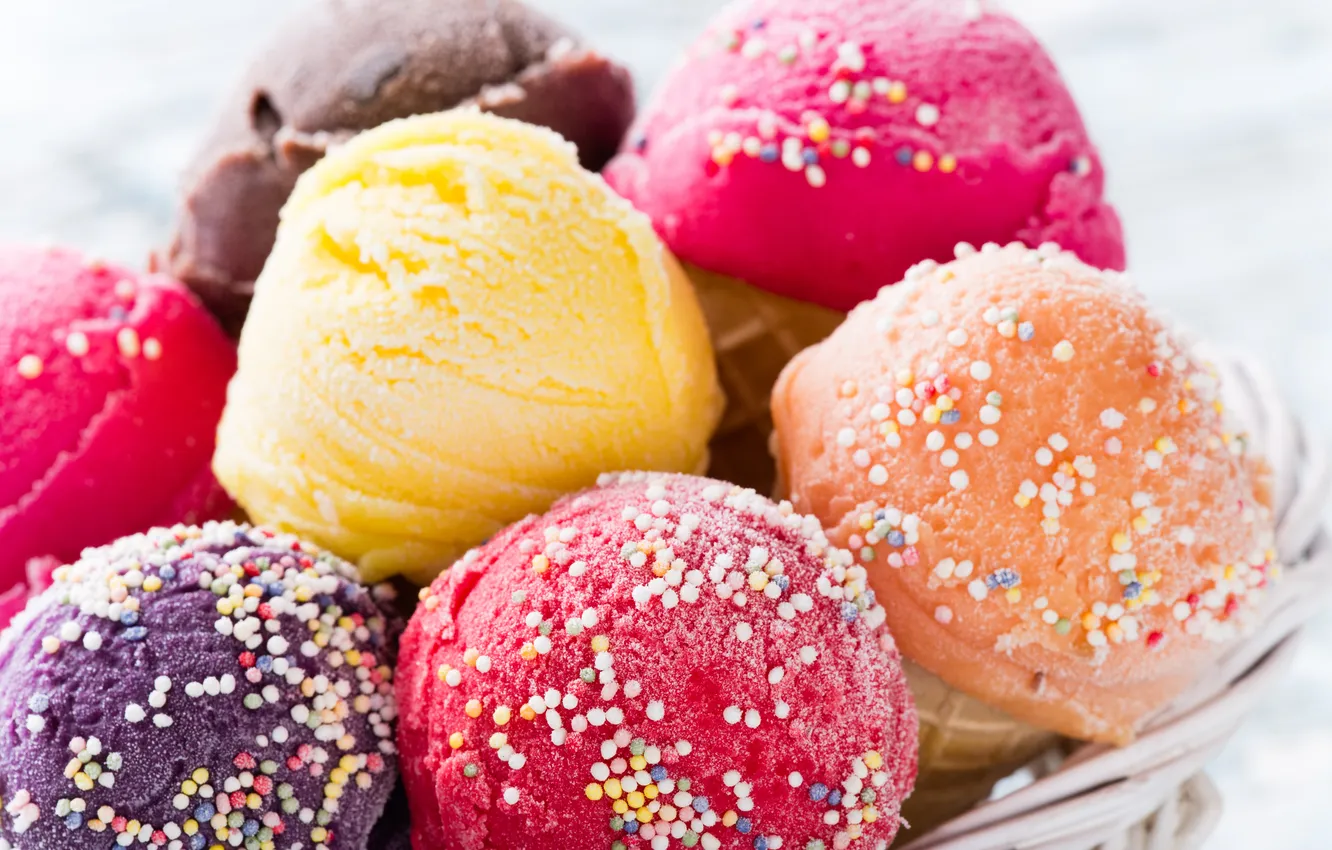 Photo wallpaper colorful, ice cream, dessert, sweet, sweet, dessert, ice cream