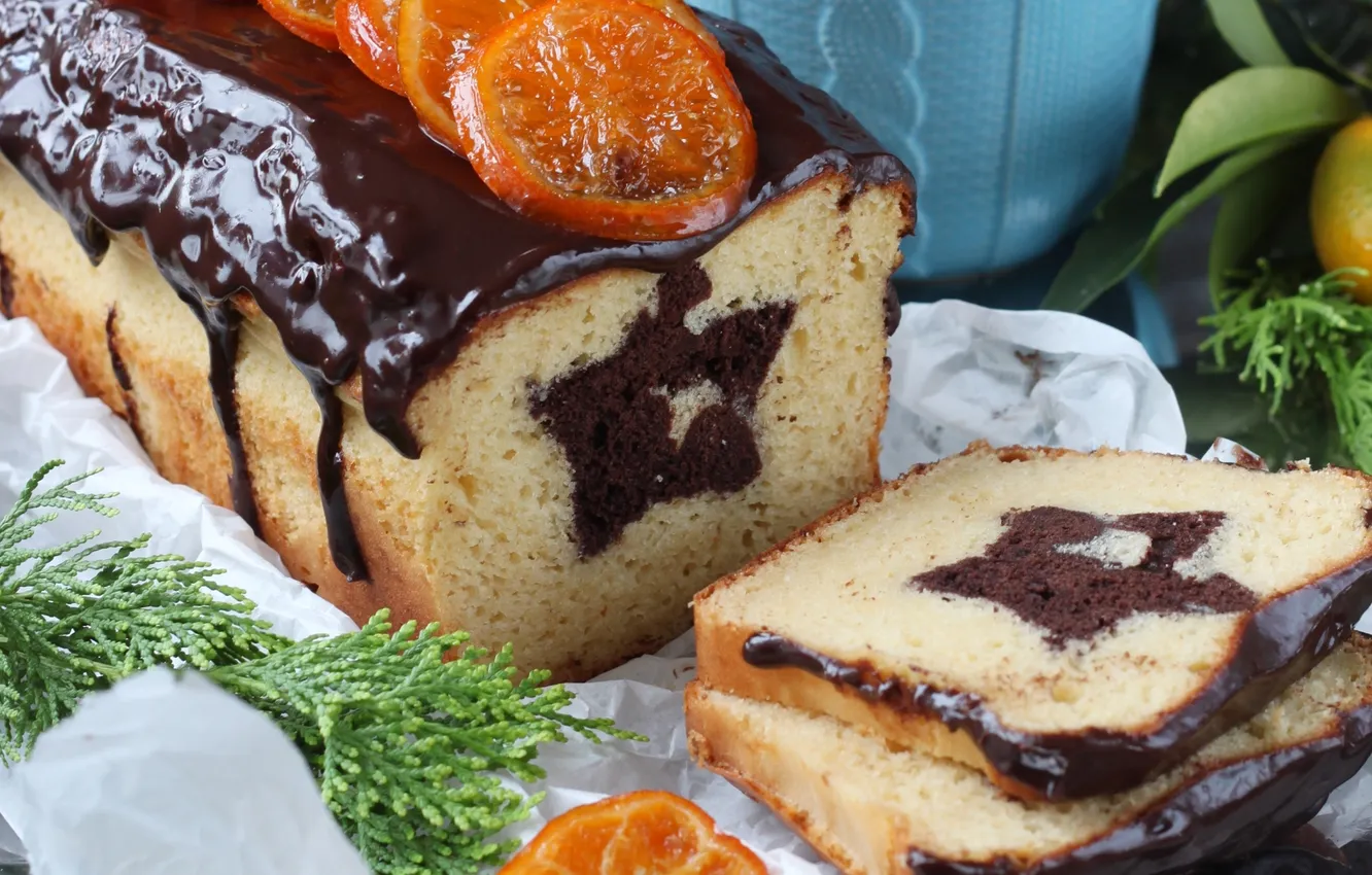 Photo wallpaper stars, chocolate, cakes, glaze, cupcakes, tangerines