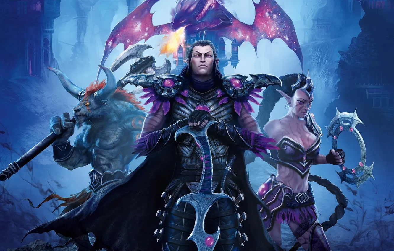 Photo wallpaper monster, elf, the Minotaur, Shades of Darkness, Might &amp; Magic Heroes 6