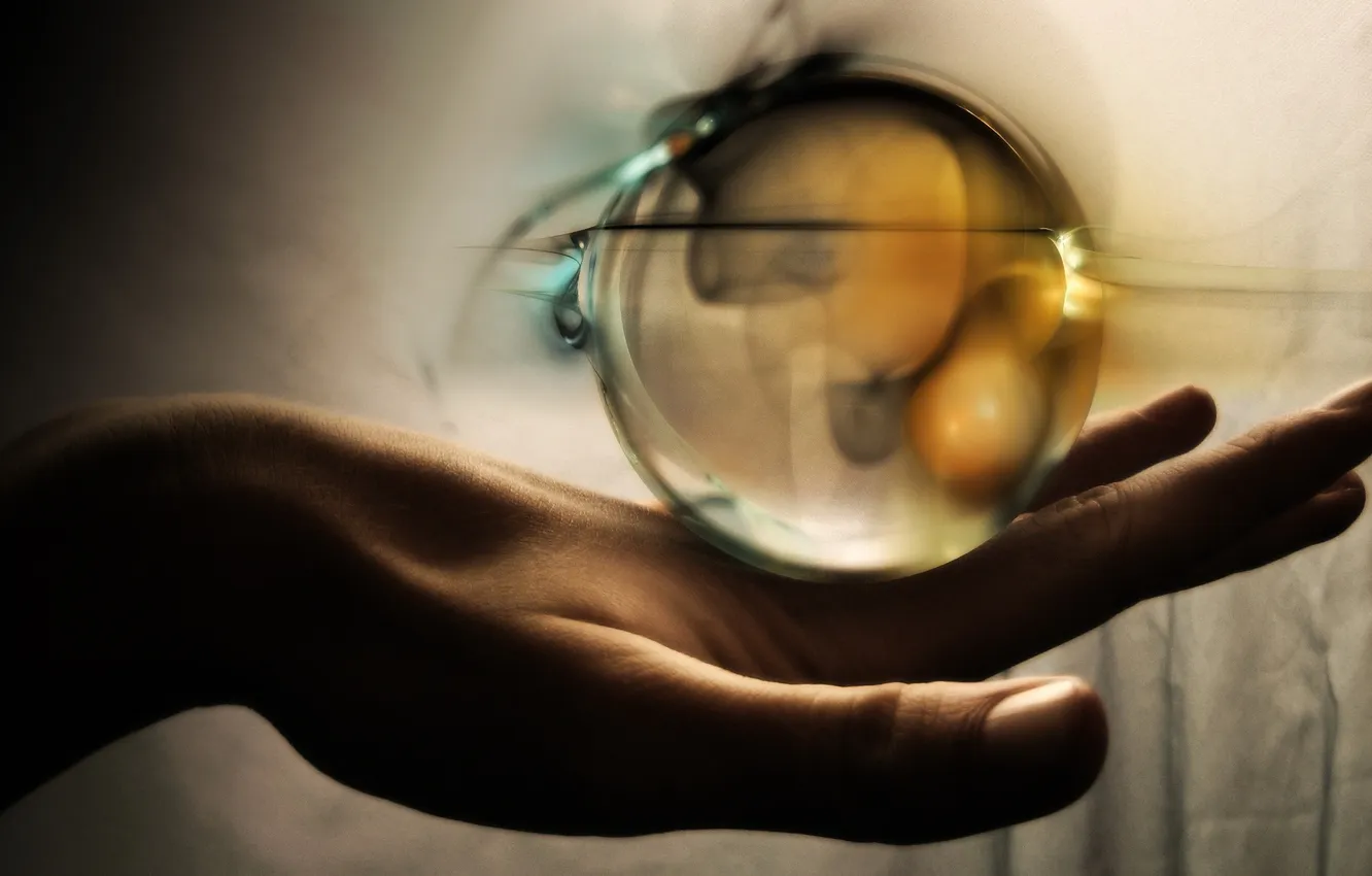 Photo wallpaper balls, hands, sphere, hand, sphere