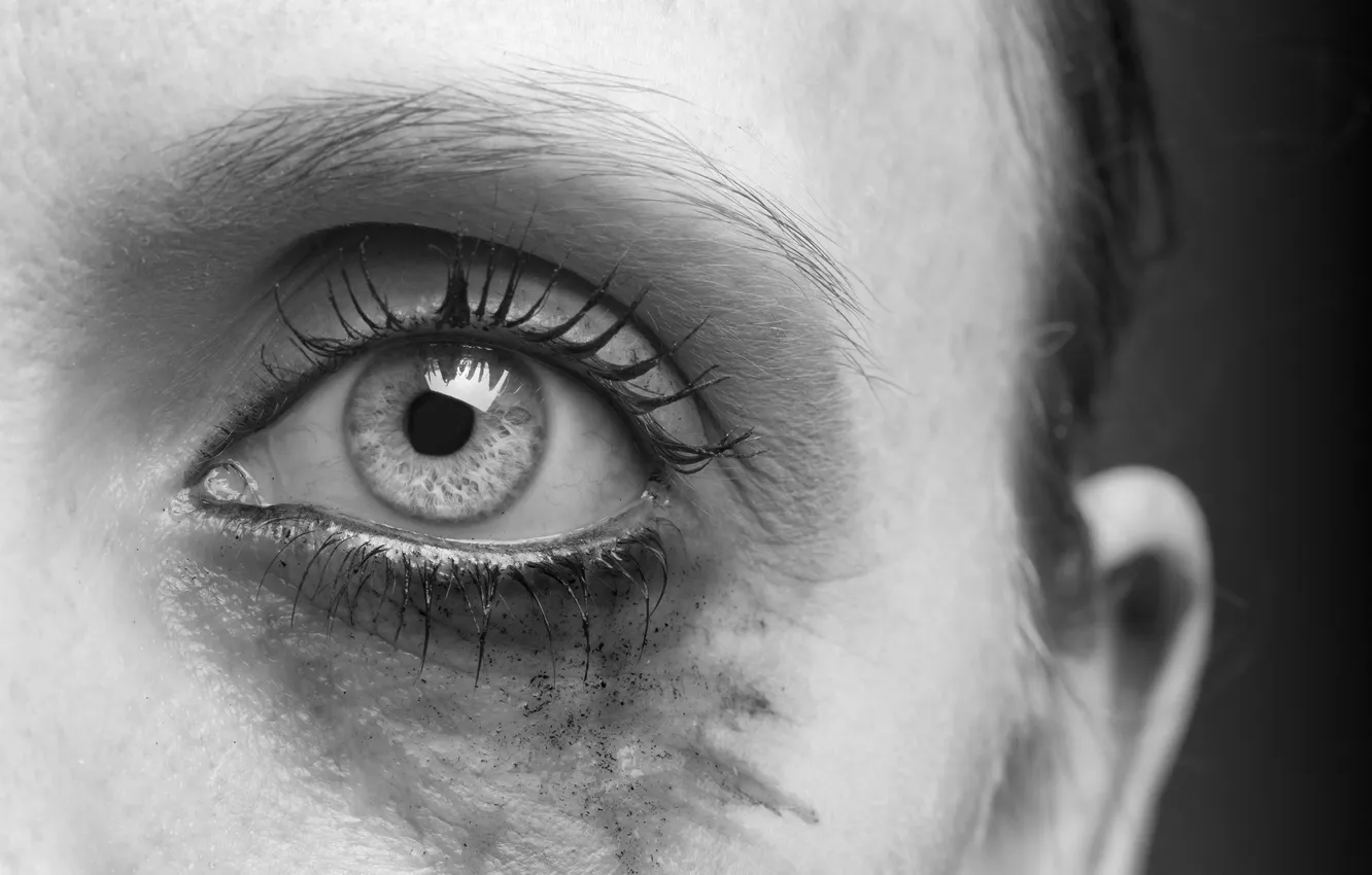 Photo wallpaper woman, eye, makeup, residue