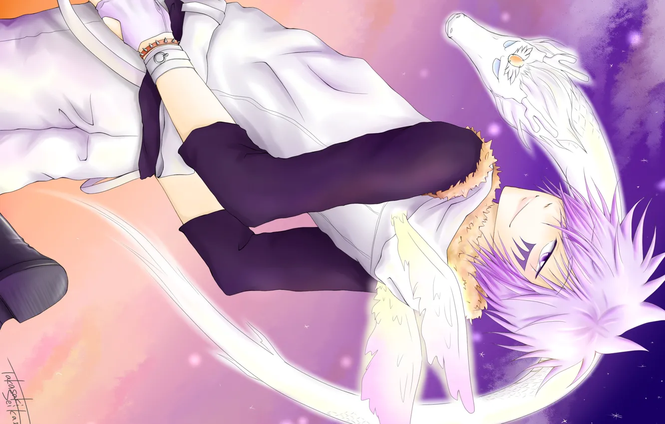 Photo wallpaper dragon, anime, guy, Byakuran, Katekyo Hitman REBORN!