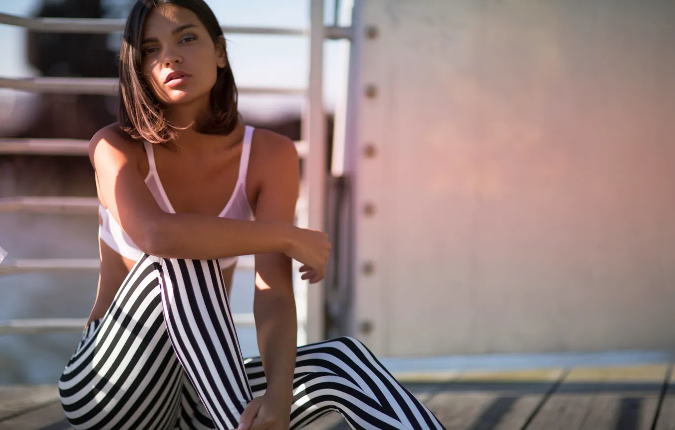 Photo wallpaper look, girl, pose, hands, pants, Sergei Goncharov