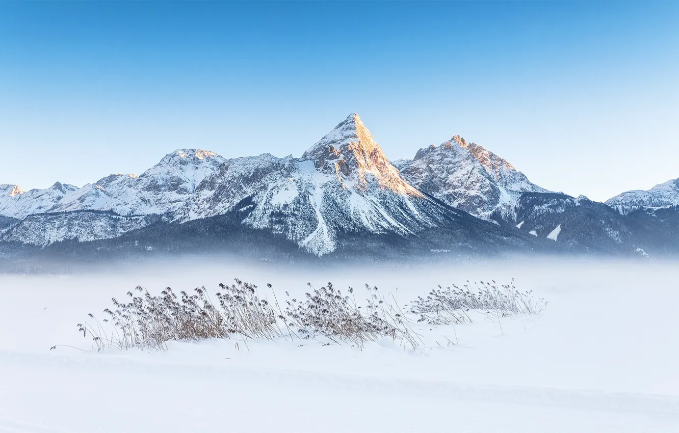 Photo wallpaper winter, snow, mountains
