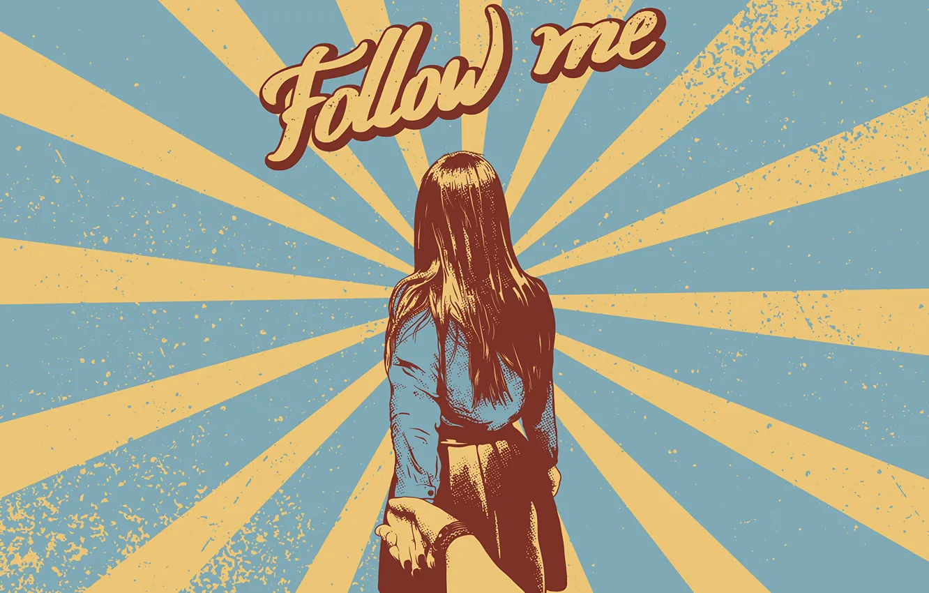 Photo wallpaper girl, the inscription, art, follow me