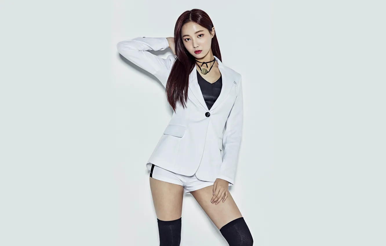 Photo wallpaper girl, shorts, stockings, Asian, cute, Yeonwoo