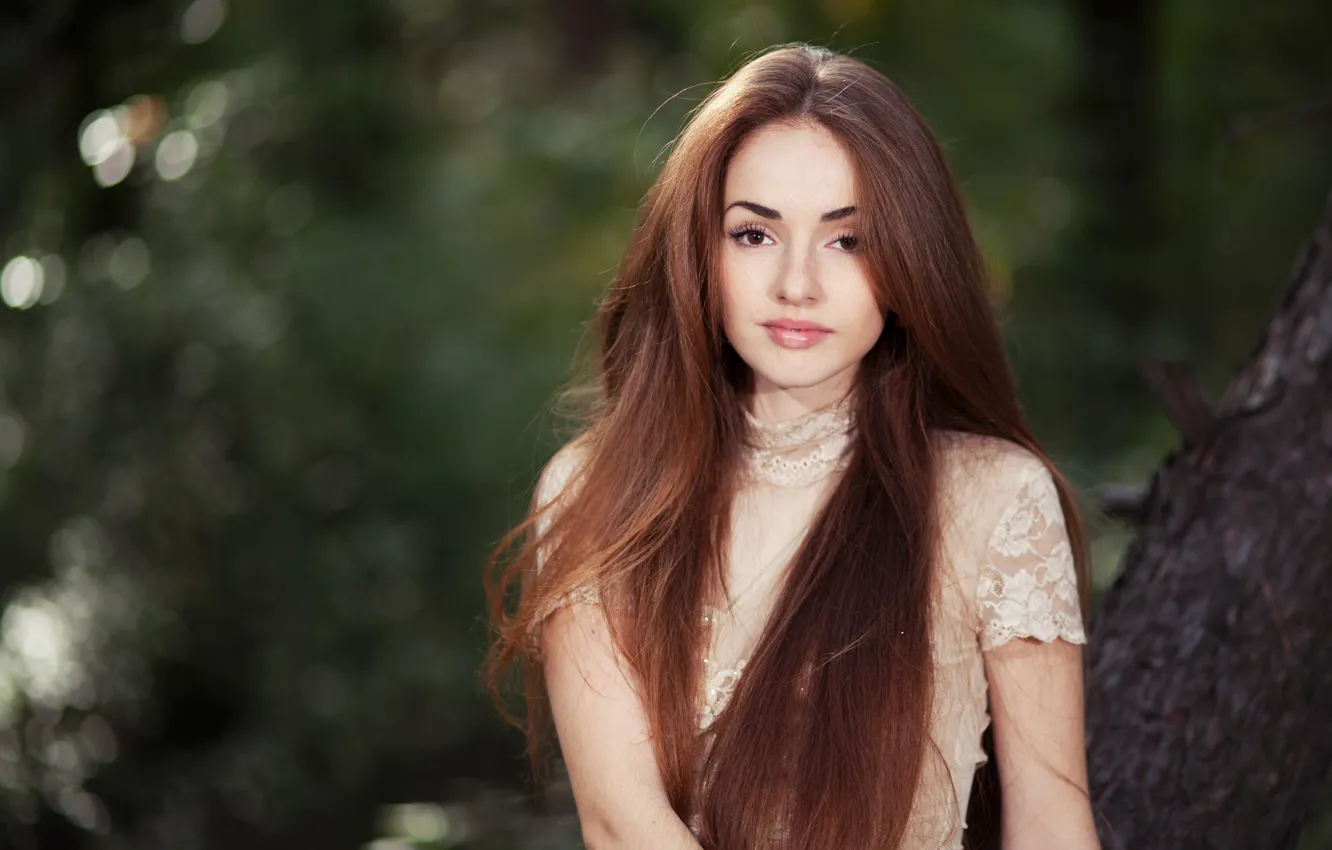Photo wallpaper look, girl, sweetheart, model, portrait, blouse, light, red